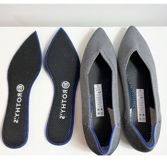 Rothys Womens Cloud Gray Birdseye The Point Ballet Flats Size 9 - Picture 8 of 8